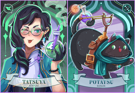Tatsuya, Potatsu, Shion, and Fluff card front